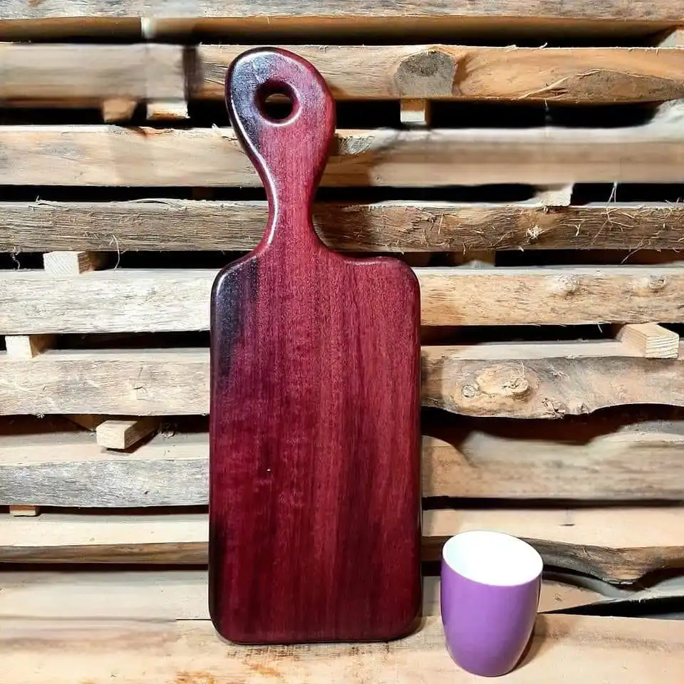 Luksusowa deska do serwowania i krojenia z fioletowego drewna amarant, rękodzieło premium od Nela Wood